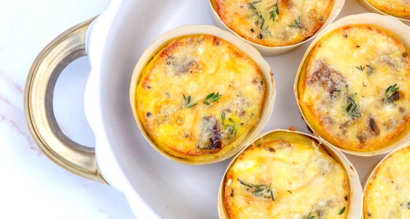 Egg Muffin Fritattas in a serving platter on an Easter table