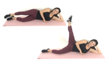 Lying out Thigh Leg Lift Outer thigh exercise being done by Christina Carlyle