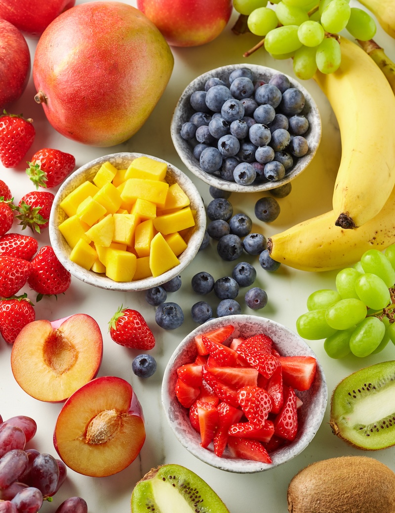 different fruits arranged on a countertop