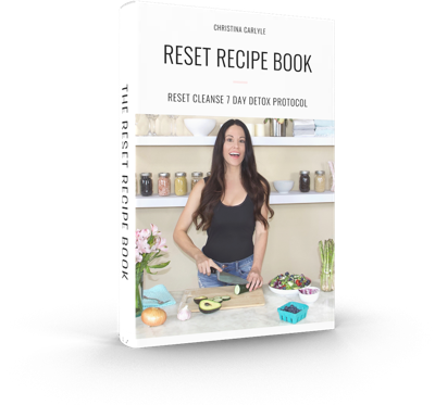 a eBook cover of Christina Carlyle's Reset Cleanse Recipe Book